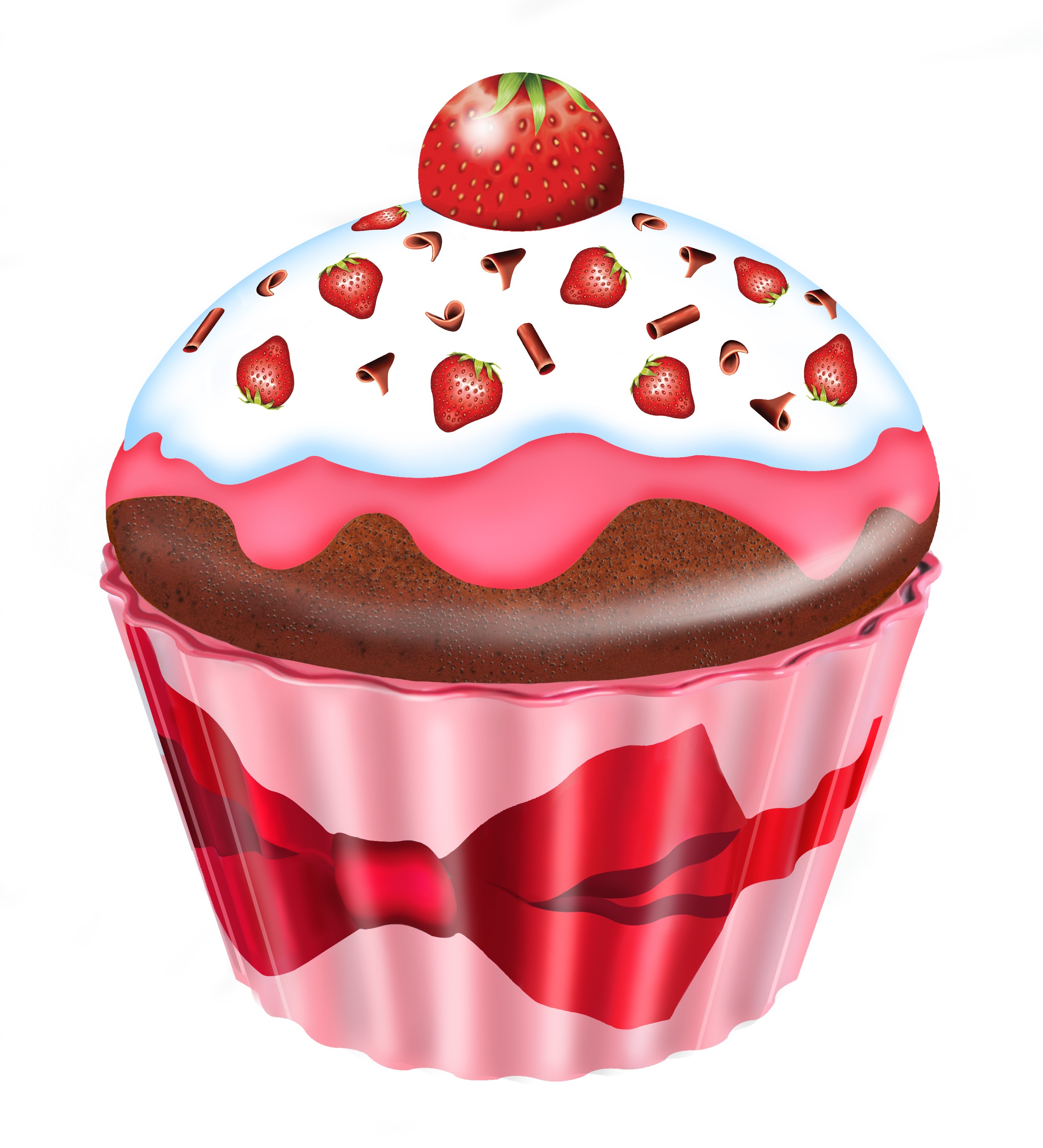 Cupcake groß Erdbeeren